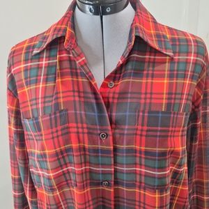 Gap Sheer Red Plaid Longsleeve Blouse. Size XS